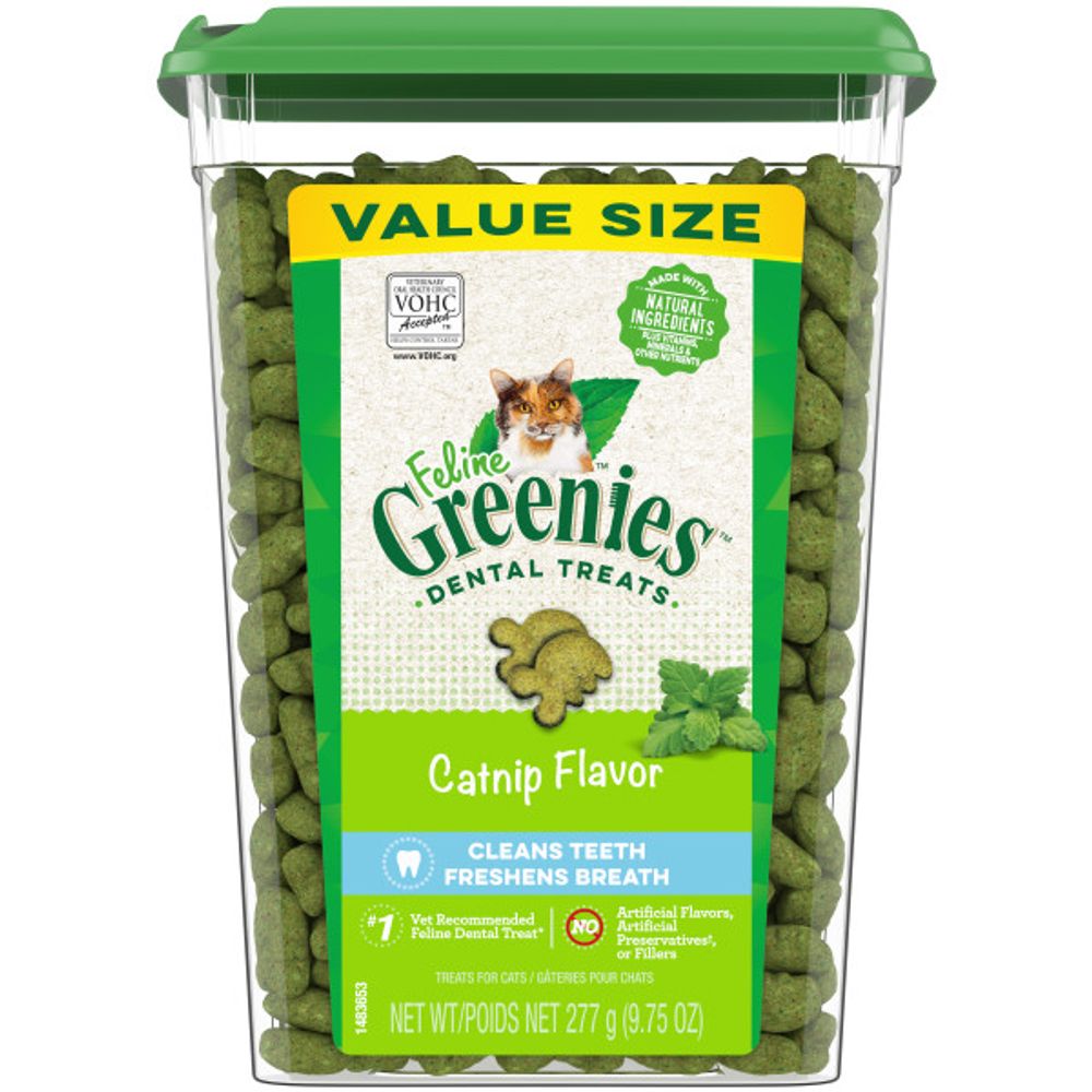 GREENIES Feline Dental Treats Catnip Flavour, 277g value size tub