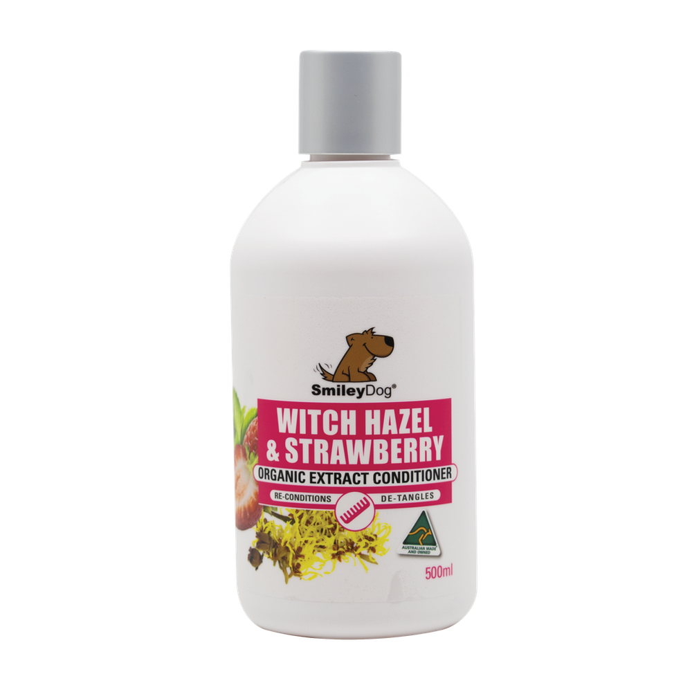 Smiley Dog Witch Hazel & Strawberry Organic Conditioner - 500ml | PeekAPaw Pet Supplies