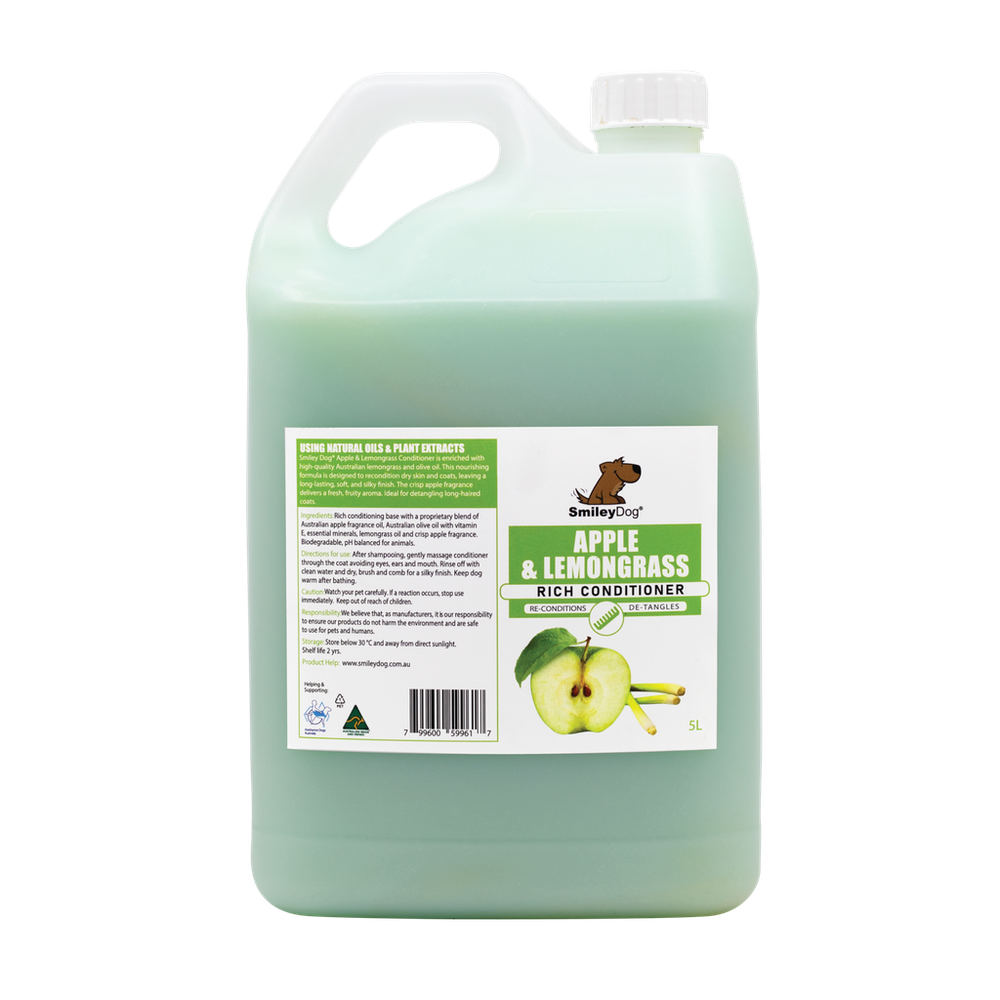 Smiley Dog Apple & Lemongrass Conditioner - 5L | PeekAPaw Pet Supplies