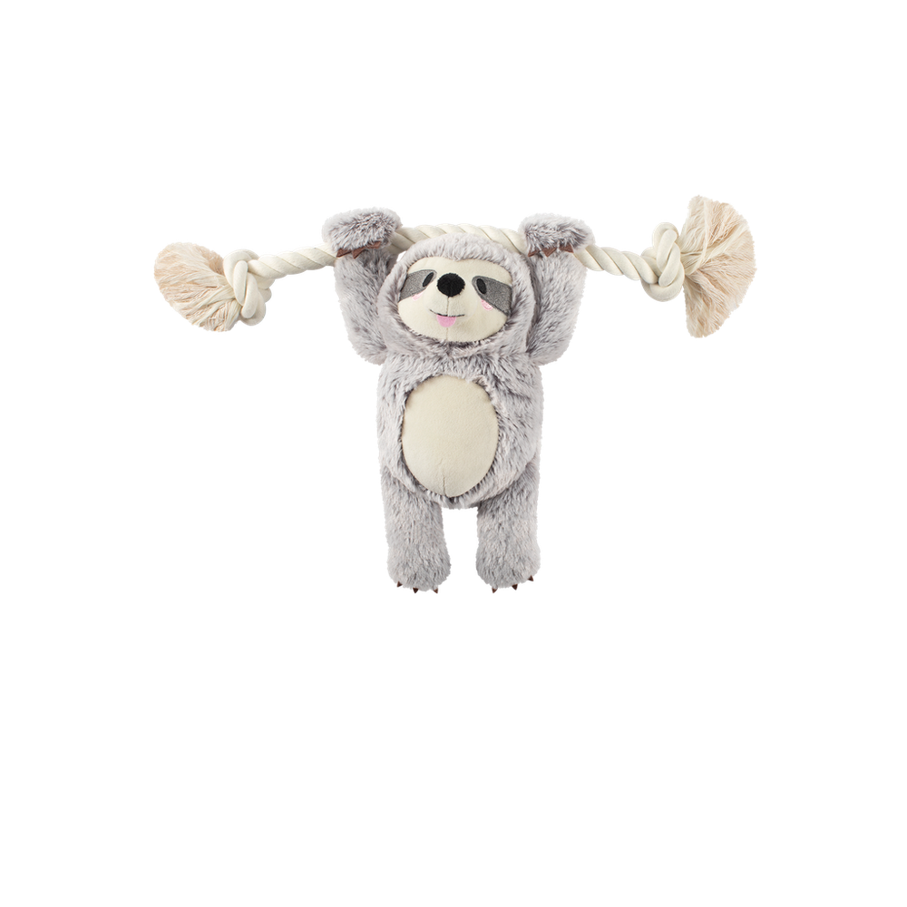 Fringe Studio Plush Squeaker Dog Toy - Girlie Sloth on A Rope - Default Title | PeekAPaw Pet Supplies