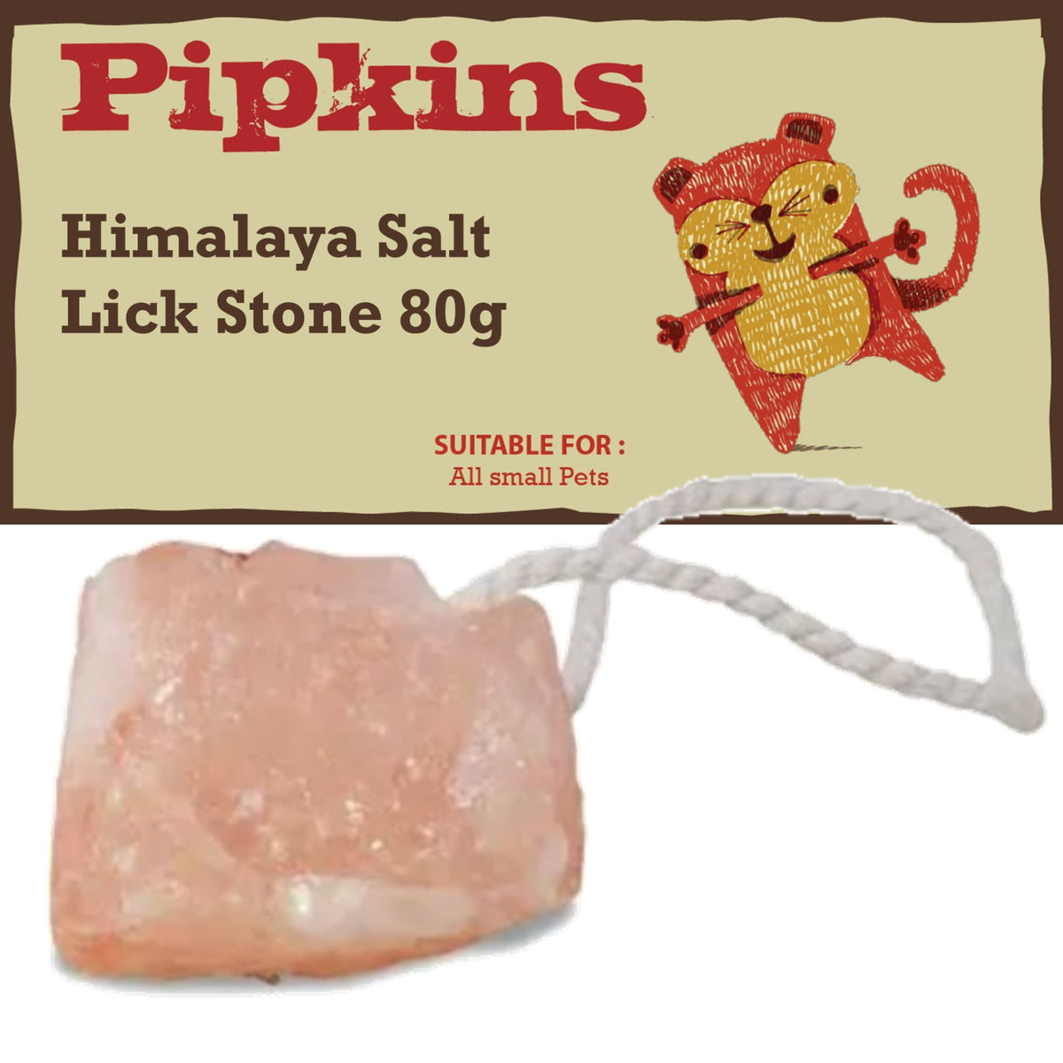Pipkins Small Pet Himalaya Salt Lick Stone 80g with cage fixing