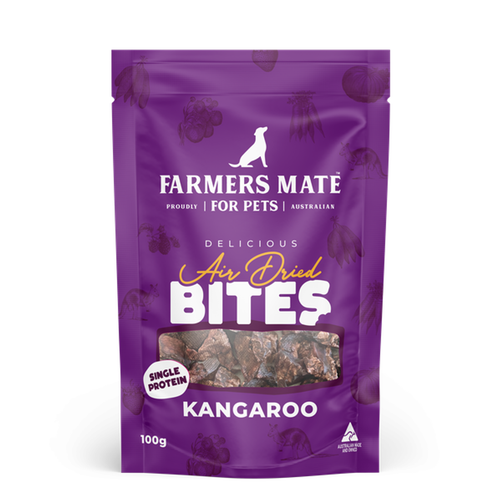 Farmers Mate 4 Pets Kangaroo Air Dried Dog Treat Bites - 100g