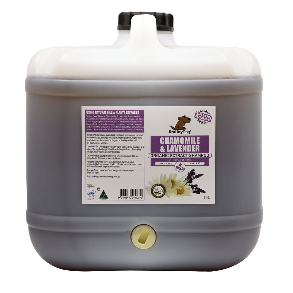 Smiley Dog Chamomile & Lavender Organic Shampoo - 15L | PeekAPaw Pet Supplies
