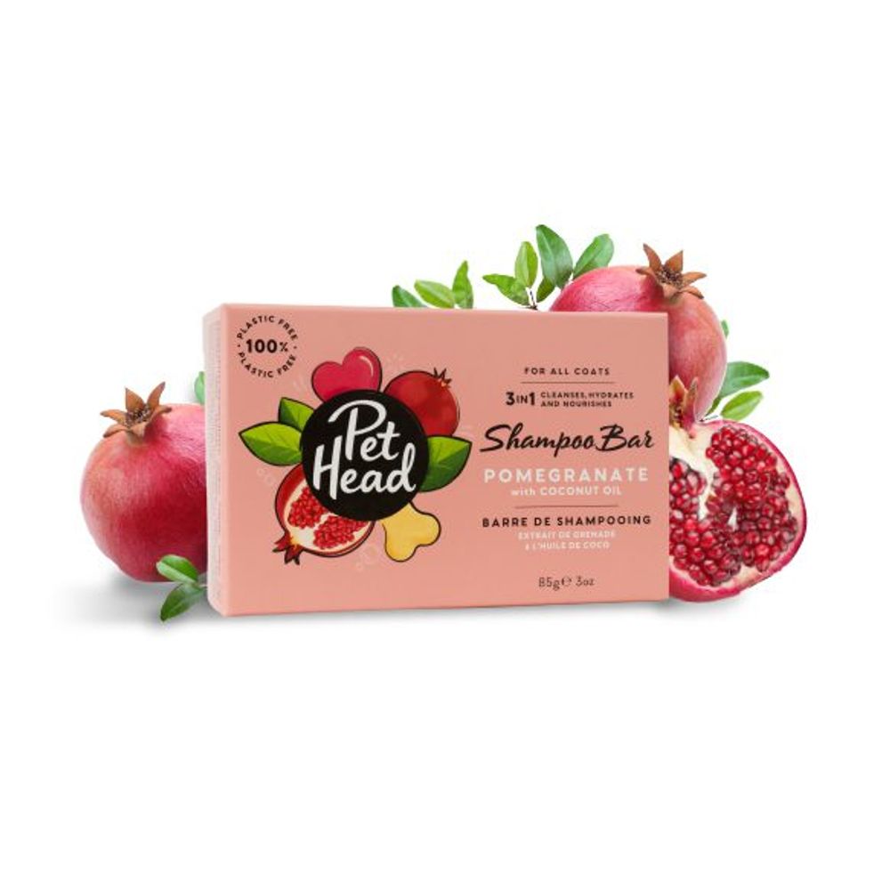 Pet Head Pomegranate 3-in-1 Shampoo Bar - 85g | PeekAPaw Pet Supplies