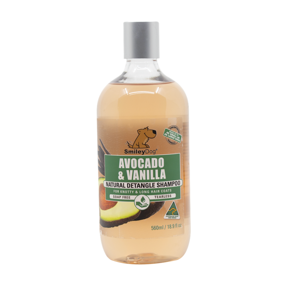 Smiley Dog Avocado & Vanilla 2-in-1 De-Tangler & Shampoo - 500ml | PeekAPaw Pet Supplies