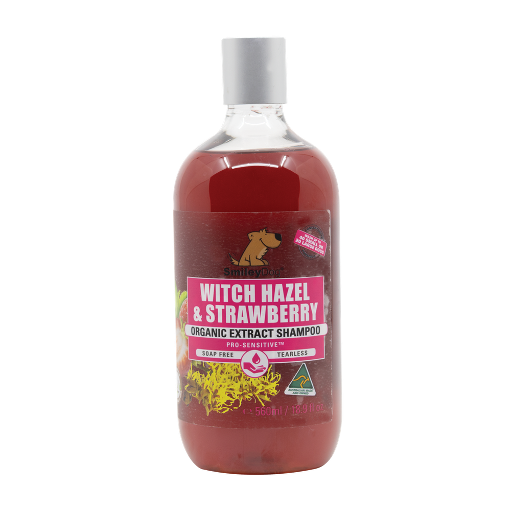Smiley Dog Witch Hazel & Strawberry Pro-Sensitive Shampoo - 500ml | PeekAPaw Pet Supplies