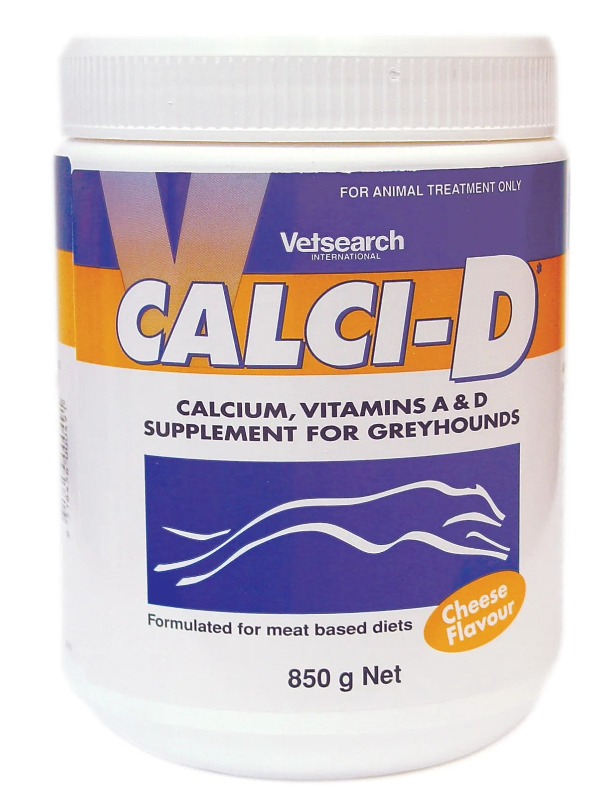 Virbac Calci-D calcium and vitamin A & D supplement 850g – front of tub