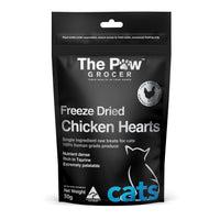 The Paw Grocer Freeze Dried Cat Treats Black Label Chicken Hearts pack front