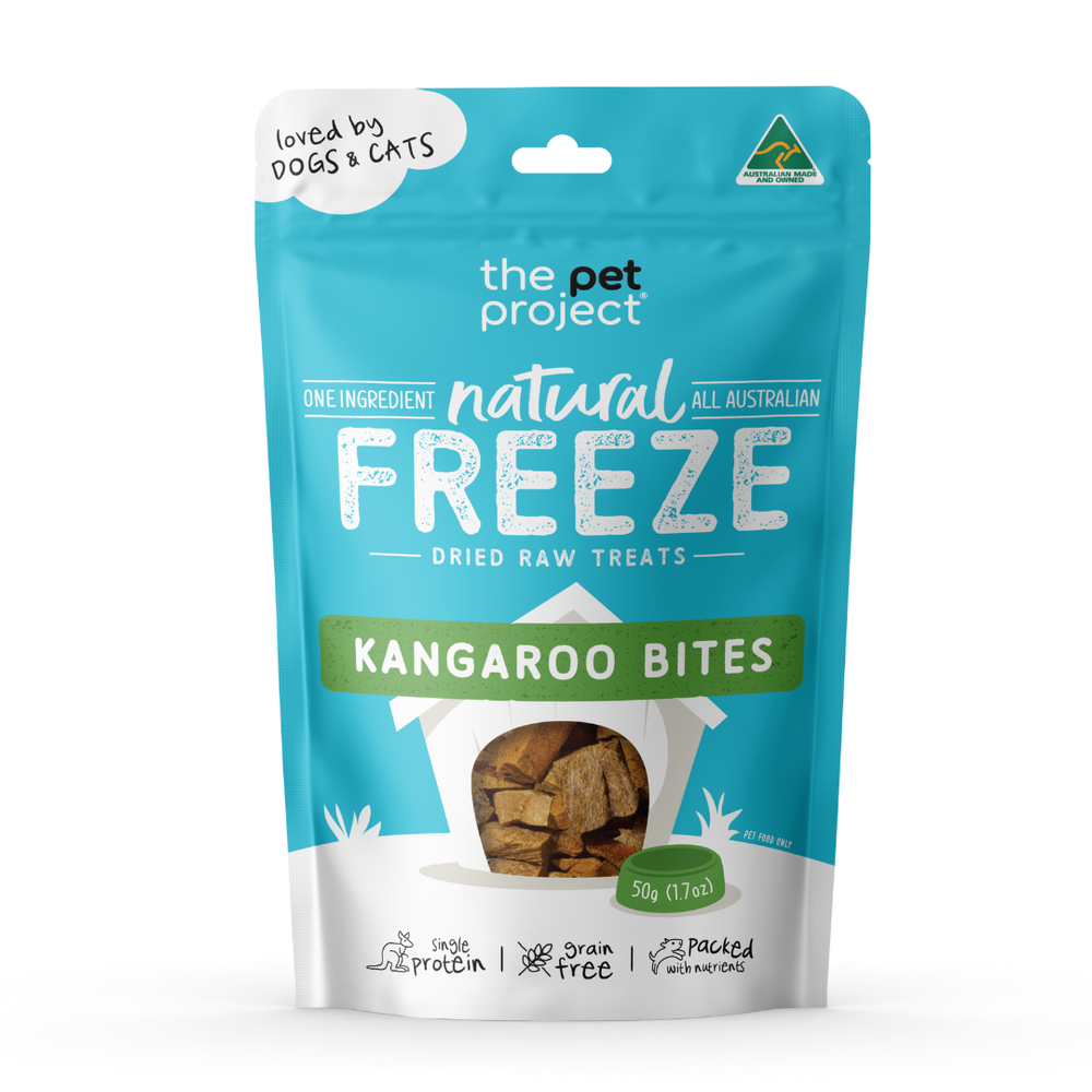 The Pet Project Freeze Dried Dog Treats Kangaroo Bites - 50g | PeekAPaw Pet Supplies