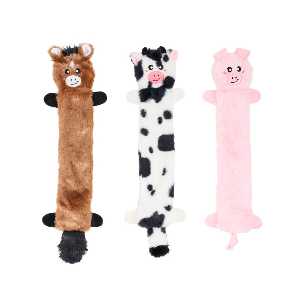 Zippy Paws Skinny Peltz 3-Pack Large Pig Cow Horse Dog Toy