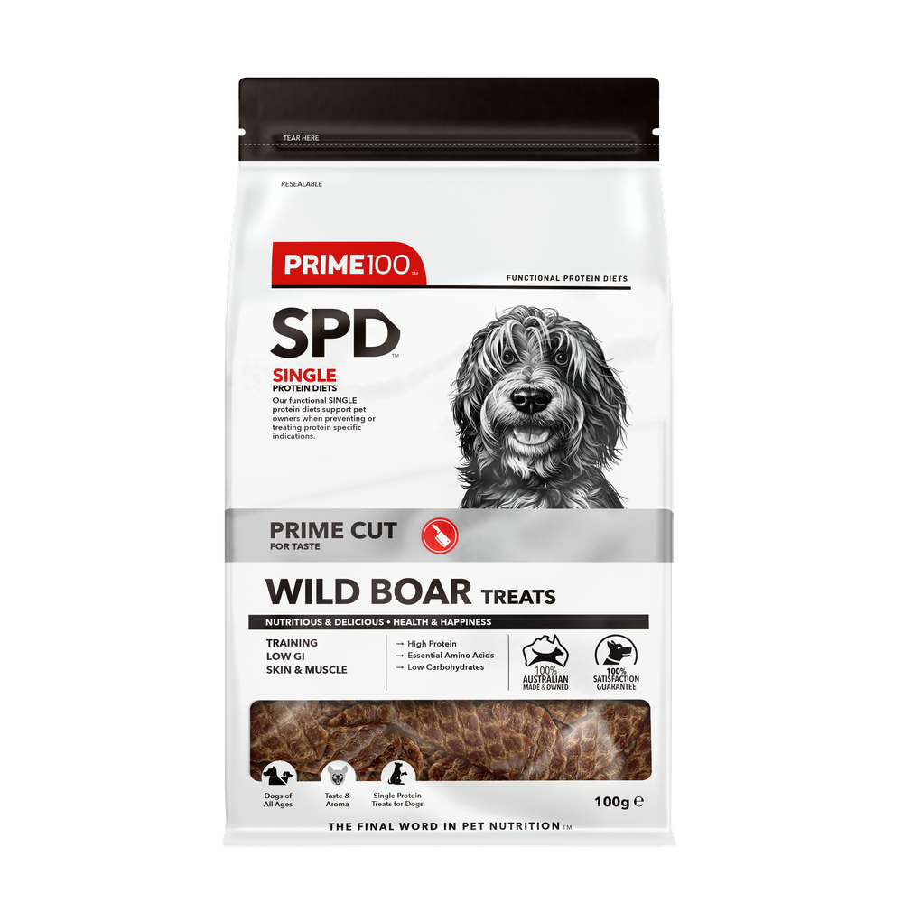 Prime100 Spd Wild Boar Prime Cut Dog Treat - 100g | PeekAPaw Pet Supplies