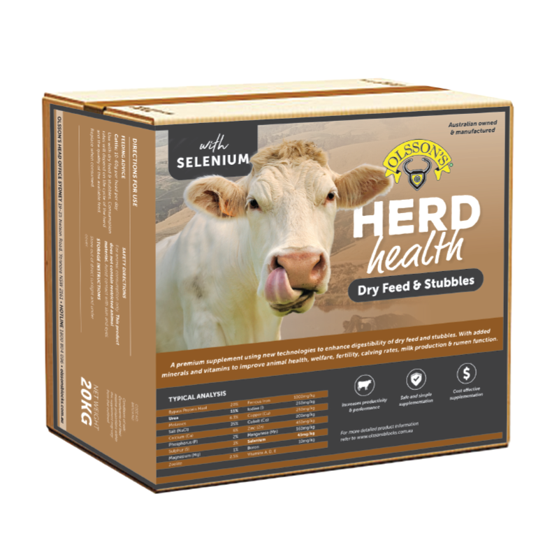 Olssons Herd Health Dry Feed & Stubbles Block 20kg