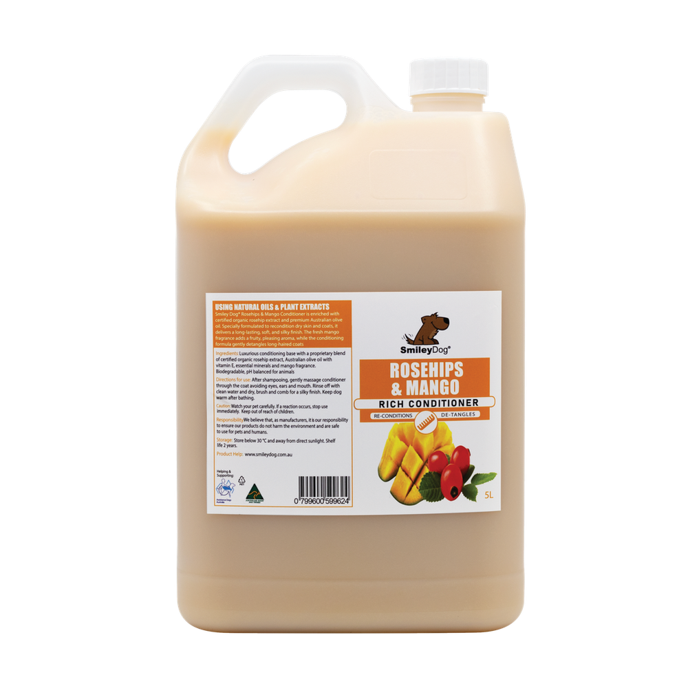Smiley Dog Rosehips & Mango Organic Conditioner - 5L | PeekAPaw Pet Supplies