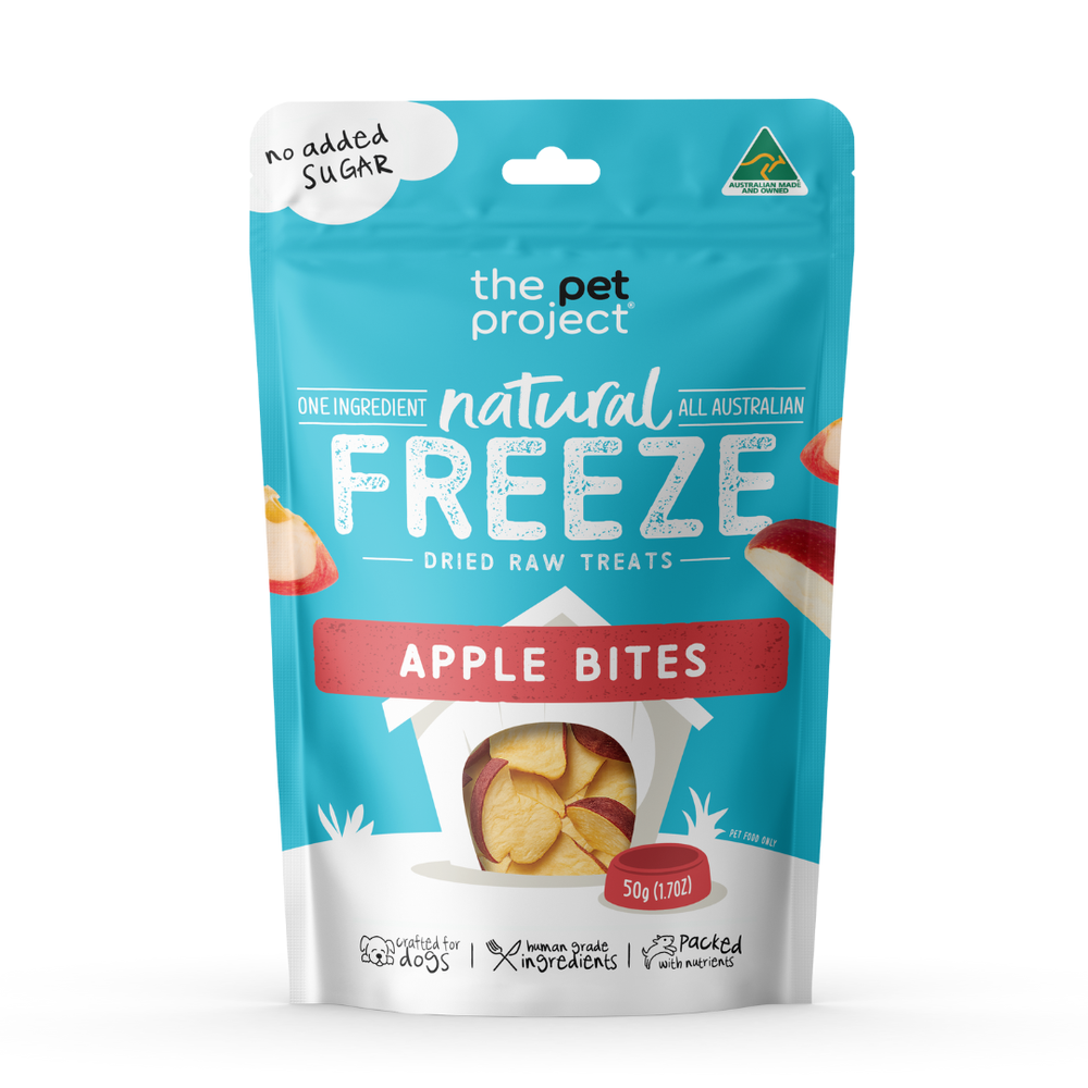 The Pet Project Freeze Dried Dog Treats Apple Bites - 50g | PeekAPaw Pet Supplies