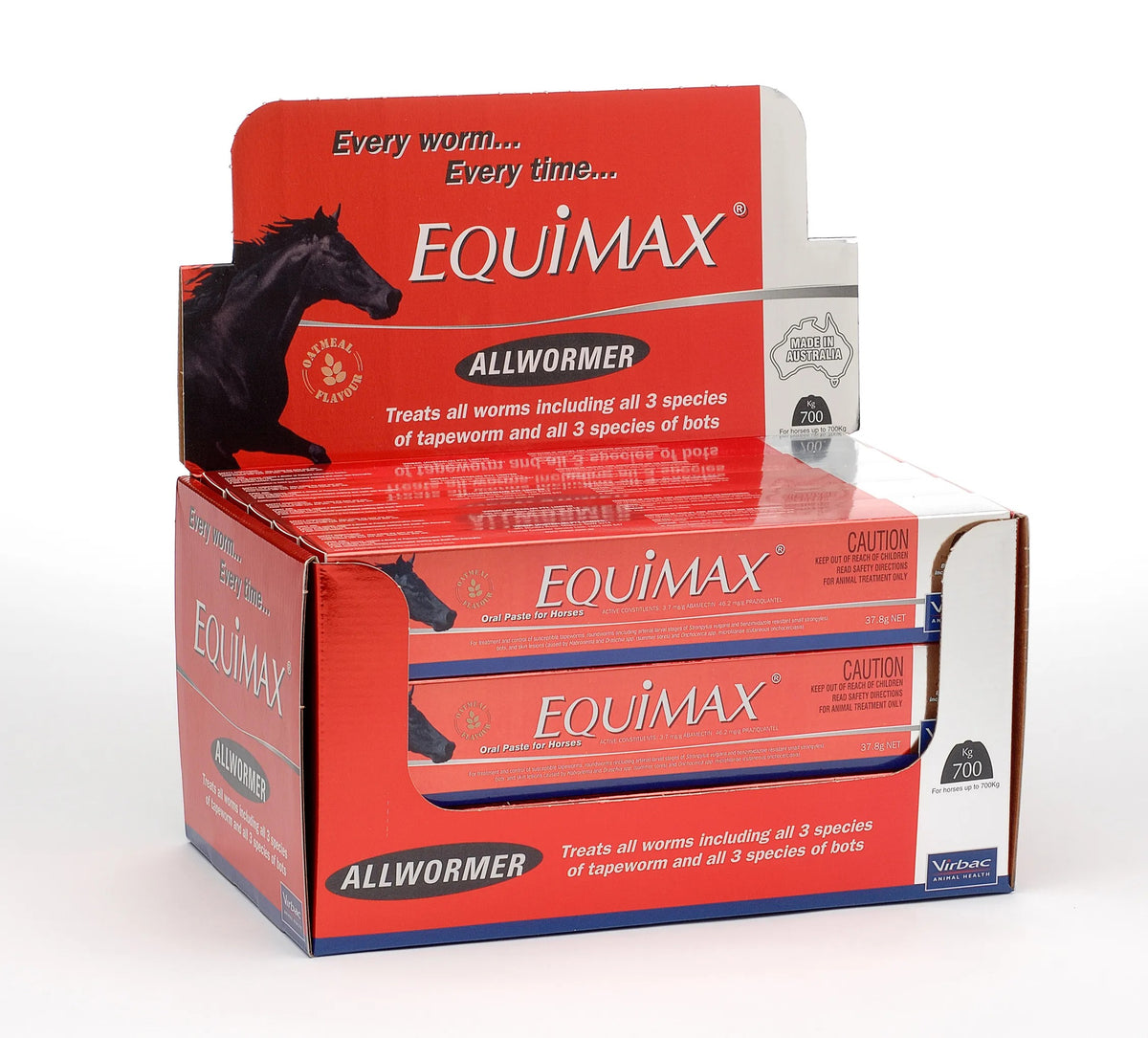 Virbac Equimax allwormer oral paste for horses – display carton of syringes