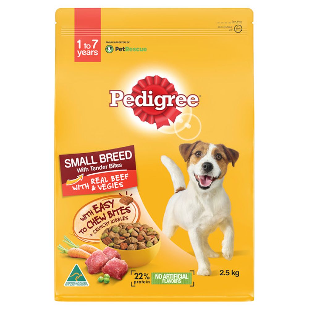 Pedigree Adult Small Breed Dry Dog Food with Beef & Vegetables