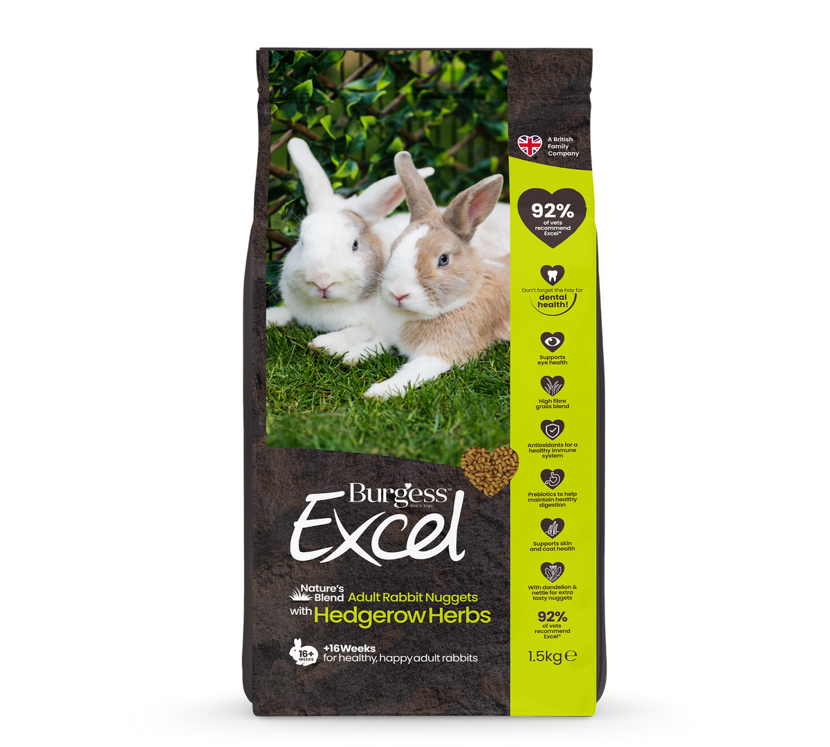 Burgess Excel Nature's Blend for Adult Rabbits 1.5kg – front of bag