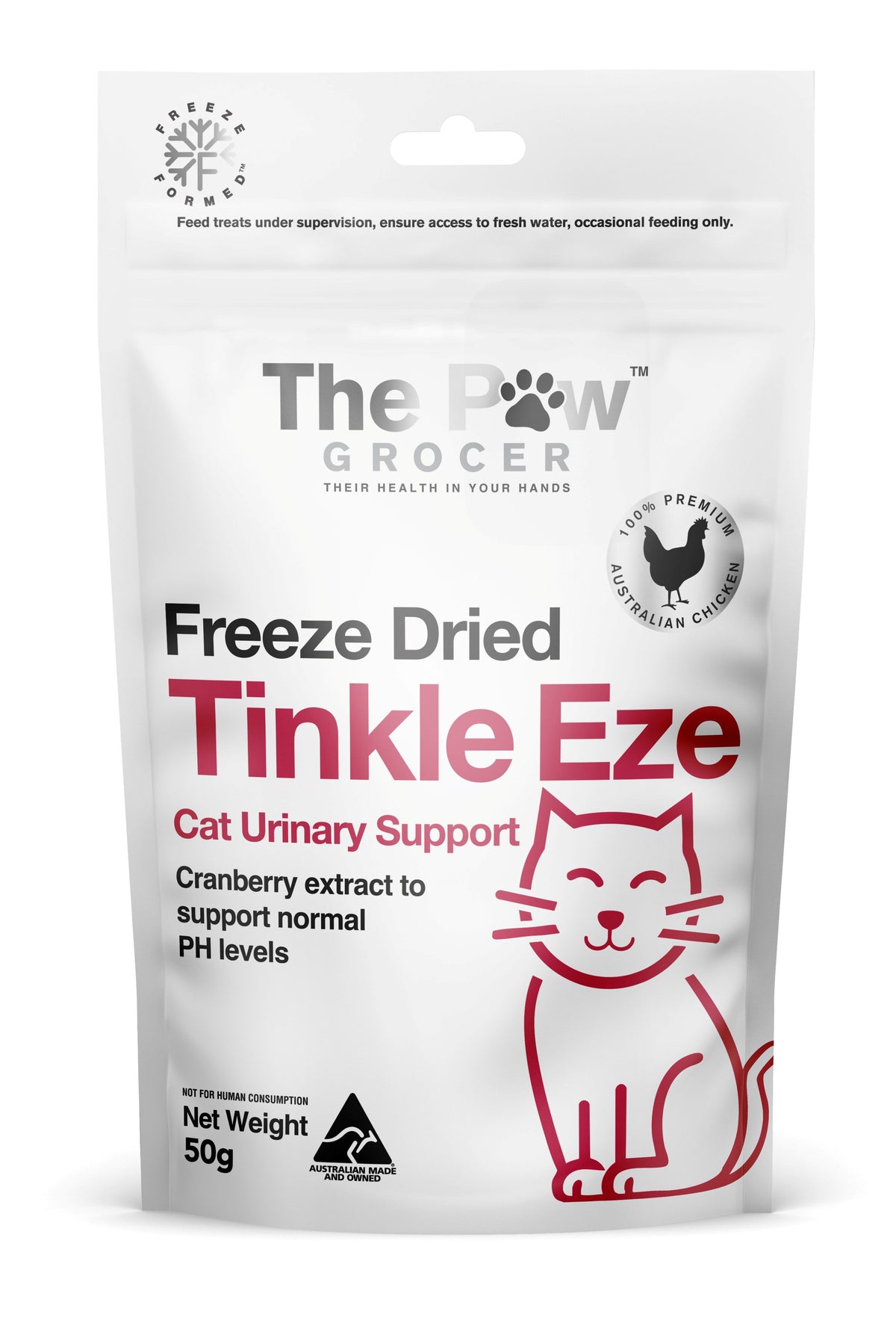 The Paw Grocer Freeze Dried Cat Treats Tinkle Eze Urinary Support pack front