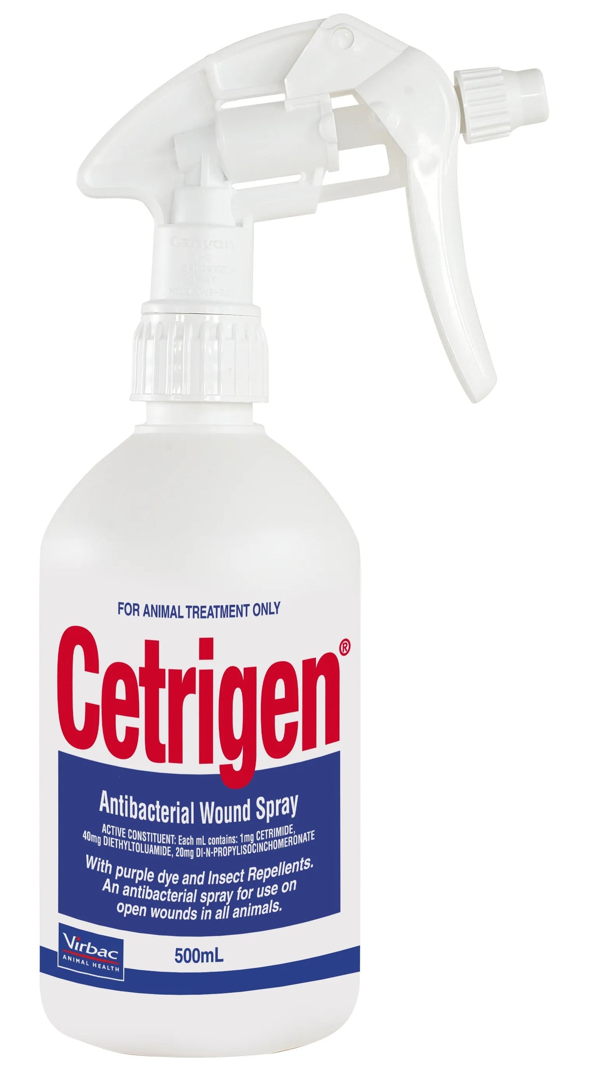 Virbac Cetrigen antibacterial wound spray 500ml – front of trigger bottle