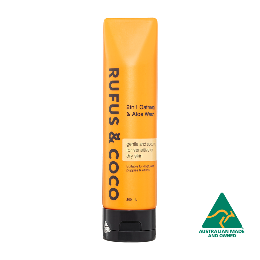 Rufus & Coco 2 in 1 Oatmeal & Aloe Wash - 200ml | PeekAPaw Pet Supplies