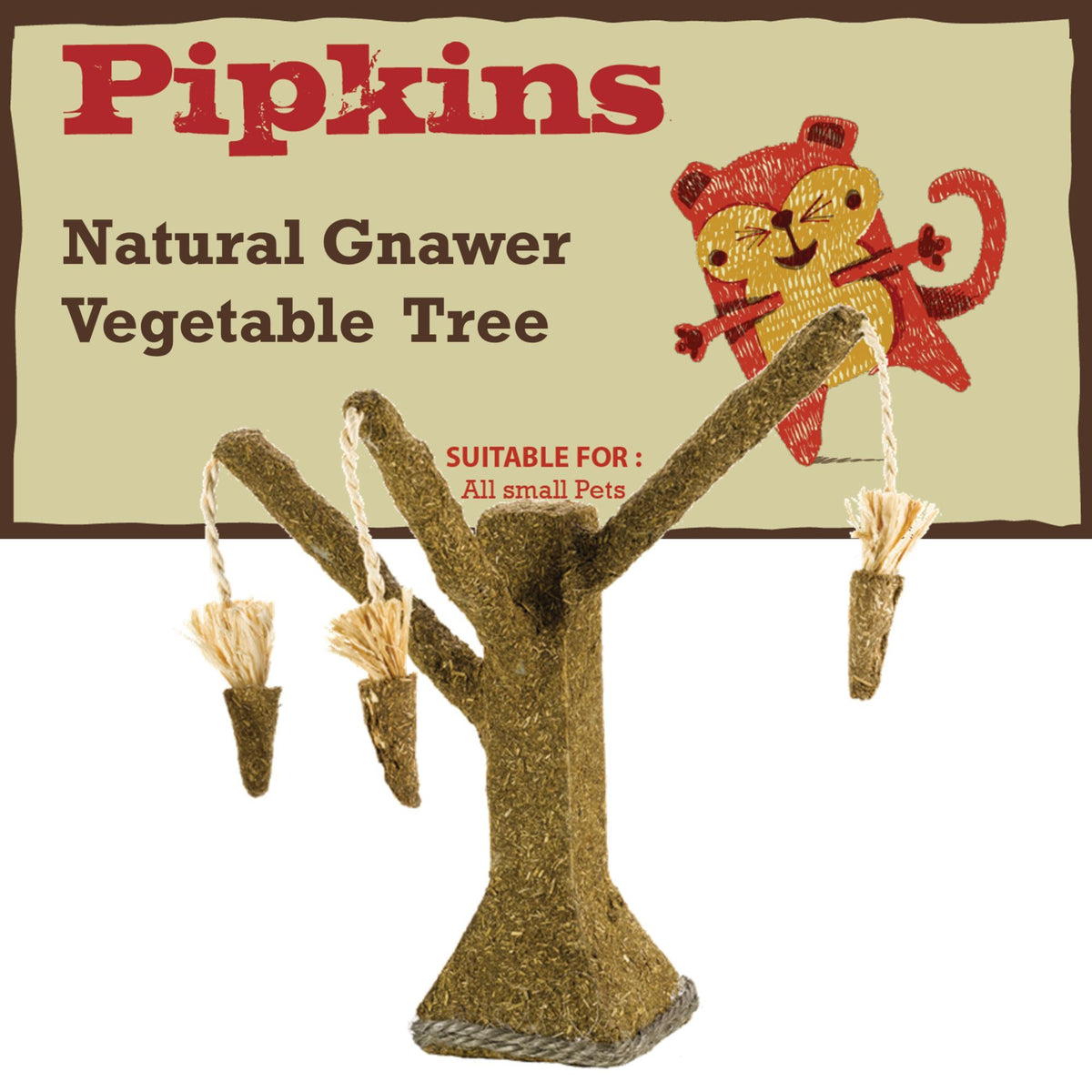 Pipkins Small Pet Alfalfa Edible Carrot Tree hanging chew toy