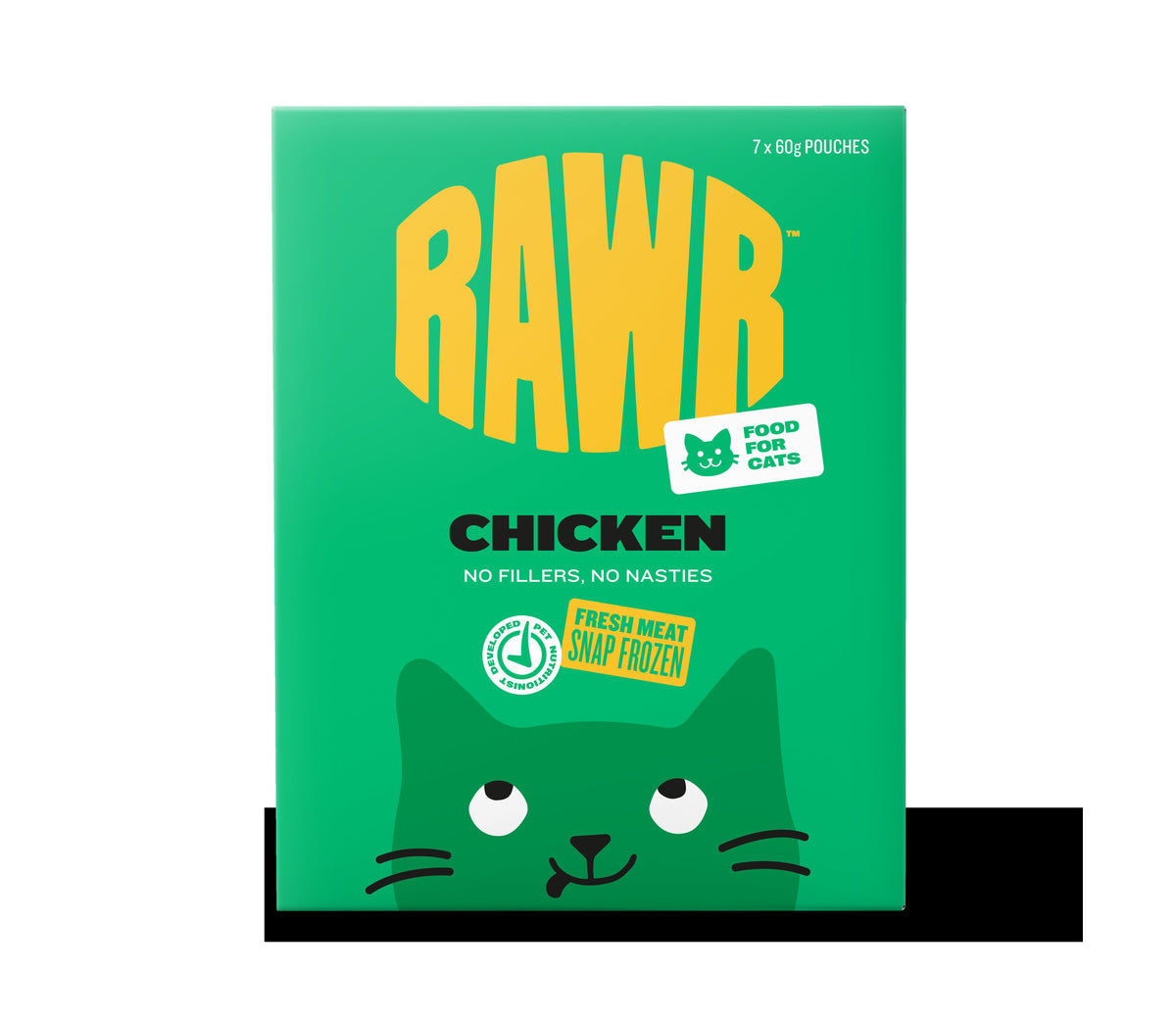 Rawr Chicken for Cats 7 x 60g carton, front of pack