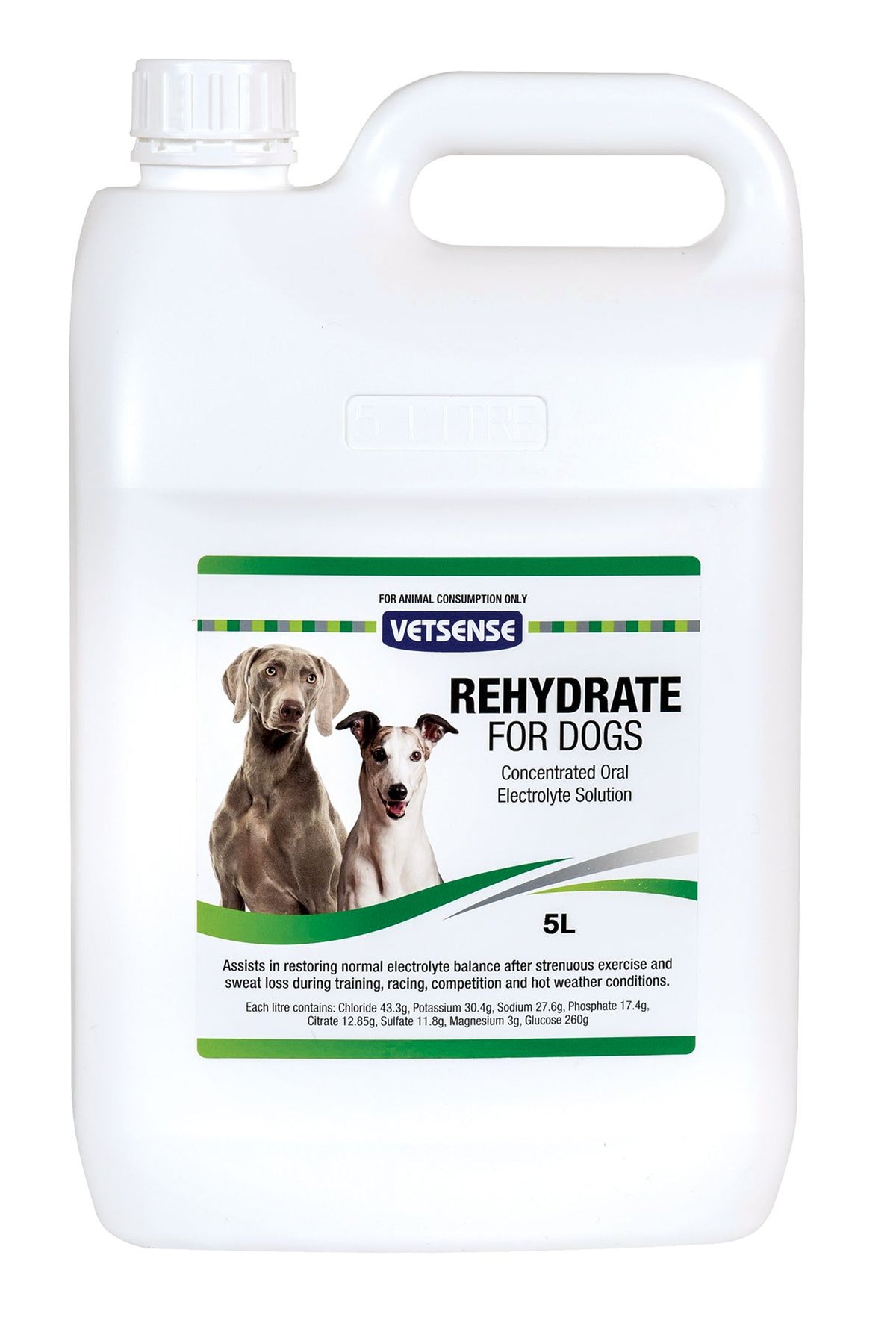 Vetsense Rehydrate Electrolyte for Dogs & Greyhounds 5L pack