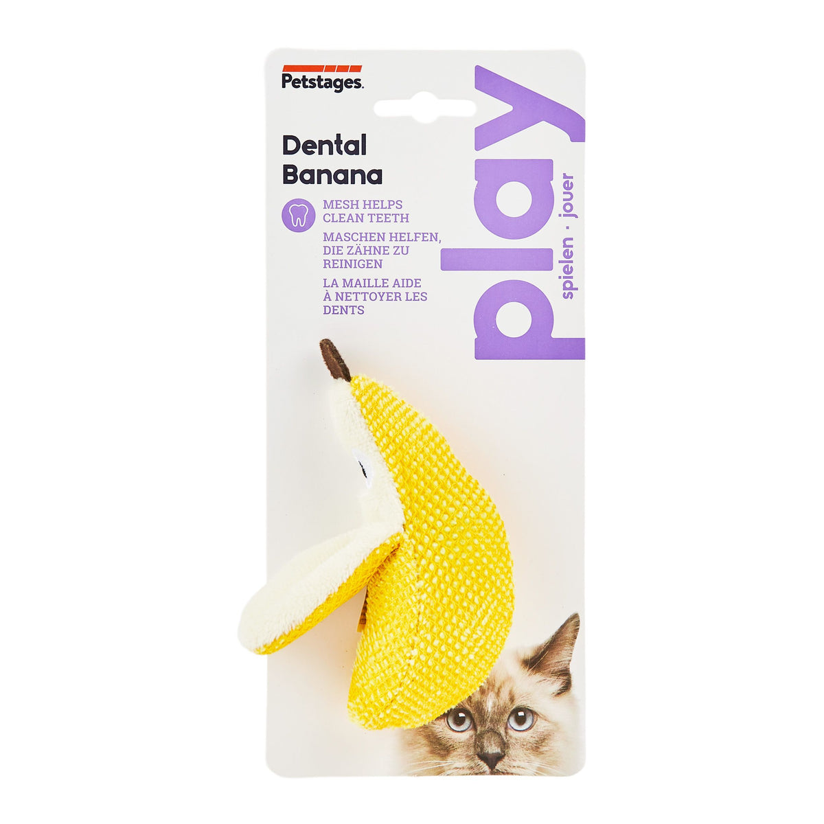 Catstages Dental Banana catnip cat chew toy in yellow