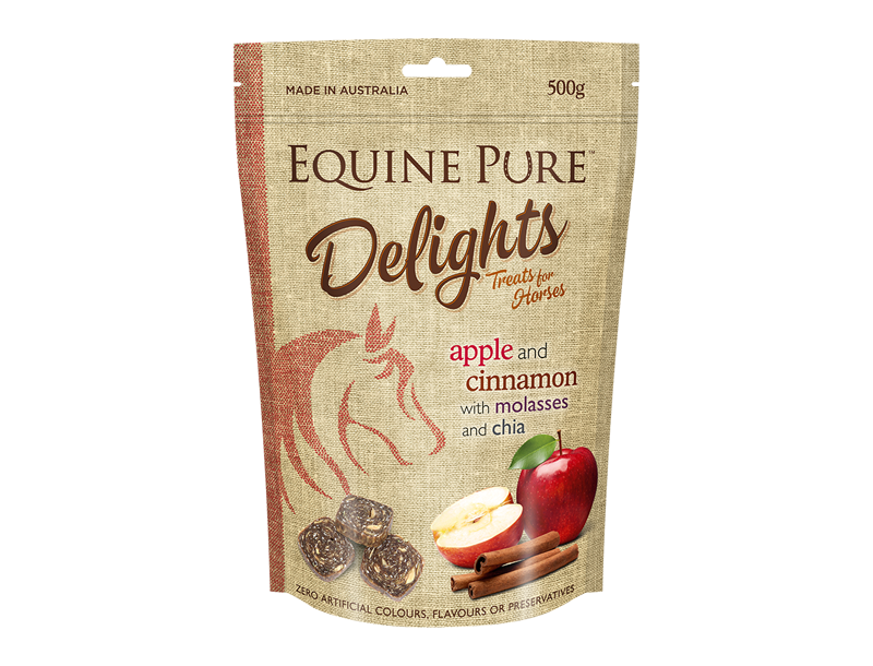 Equine Pure Delights Apple Cinnamon Molasses & Chia 500g product packaging