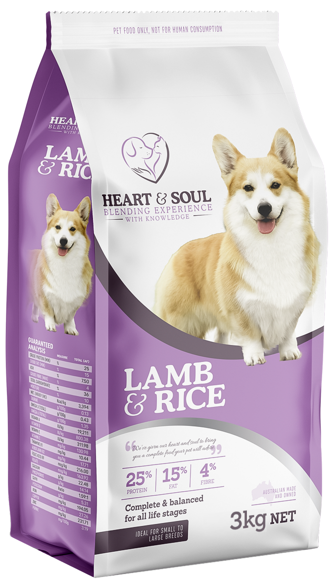 Heart and Soul Lamb and Rice dry dog food 3kg bag