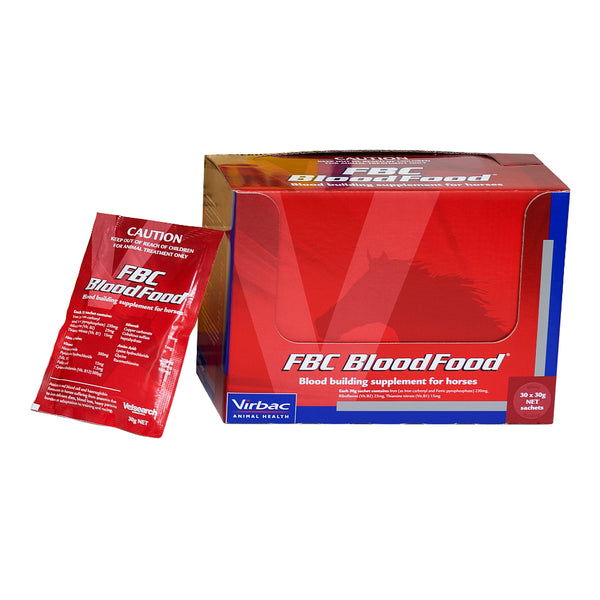 Virbac FBC BloodFood Blood Building Supplement for Horses - 30g x 30 | PeekAPaw Pet Supplies