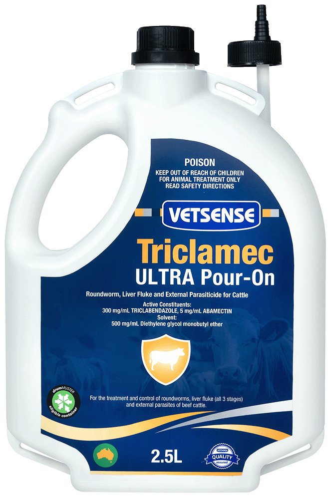 Vetsense Triclamec Ultra Pour-On for Cattle 2.5L pack