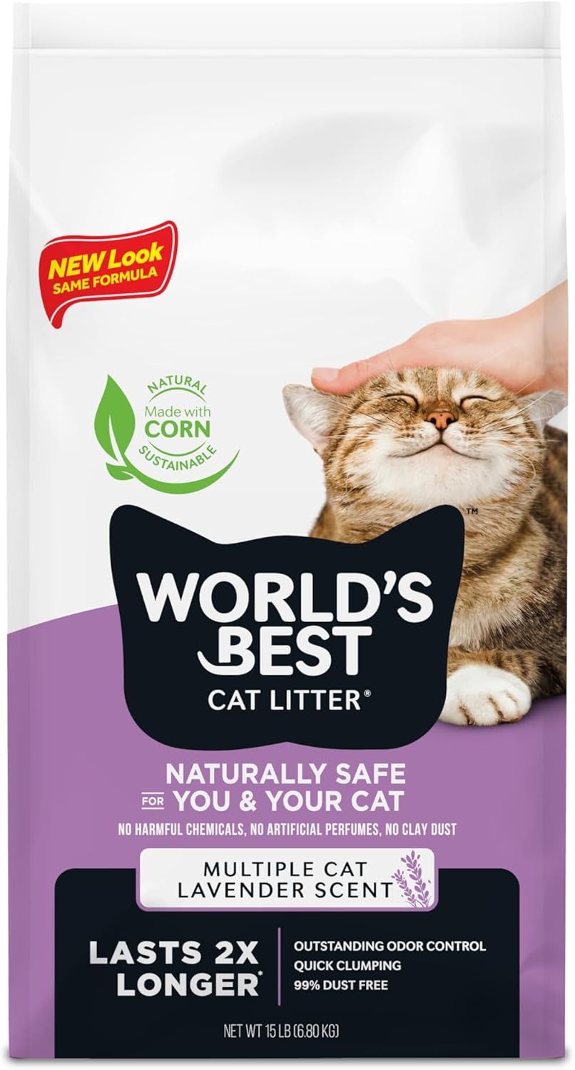 World's Best Cat Litter Lavender Scented clumping corn litter