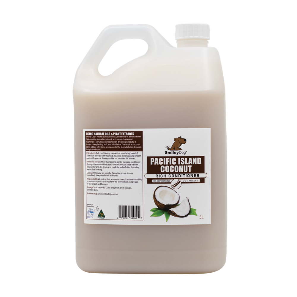 Smiley Dog Pacific Island Coconut Conditioner - 5L | PeekAPaw Pet Supplies