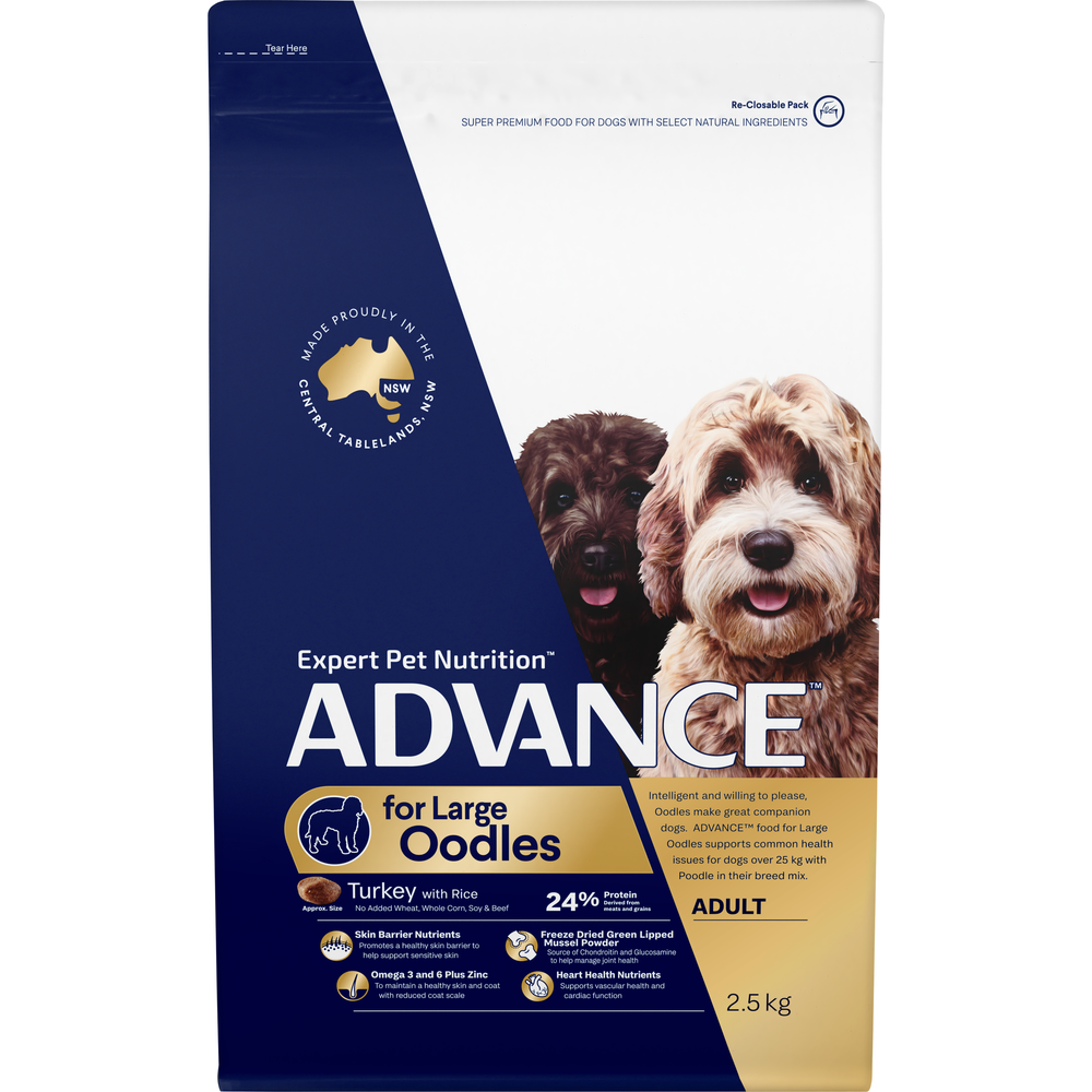 ADVANCE Large Oodles Dry Dog Food Turkey with Rice - 2.5kg | PeekAPaw Pet Supplies