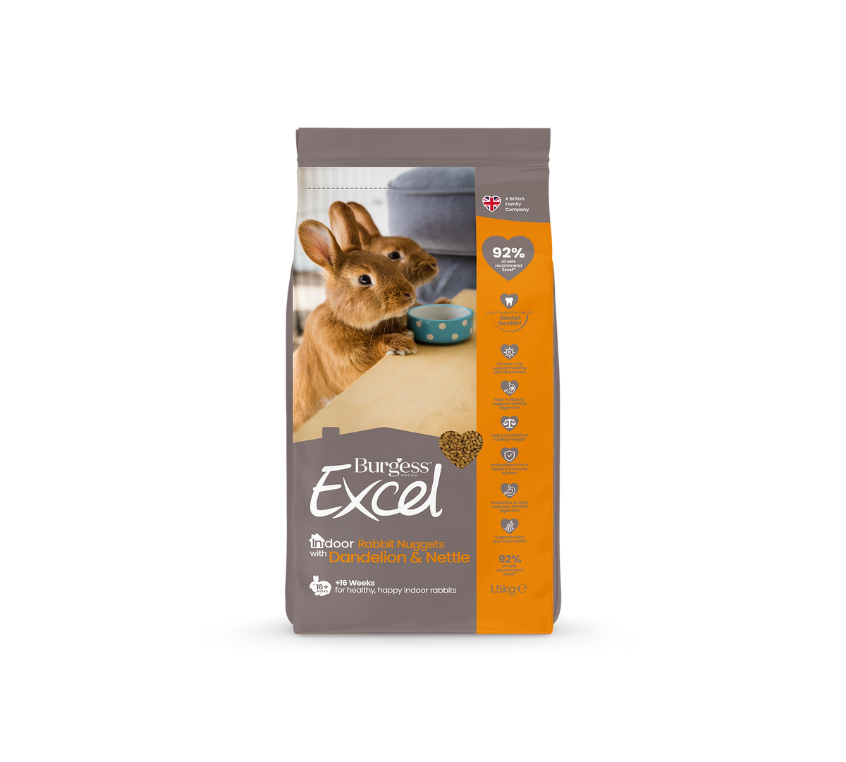 Burgess Excel Indoor Rabbit Nuggets 1.5kg – front of bag