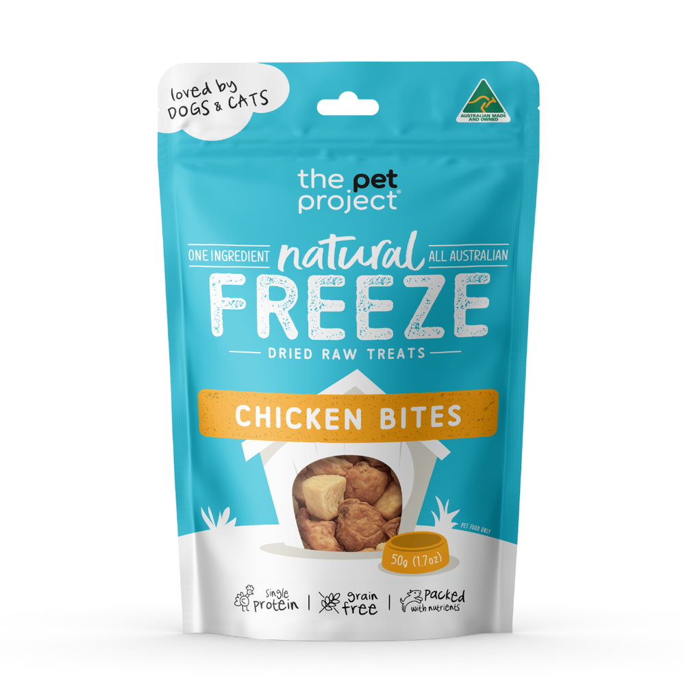 The Pet Project Freeze Dried Dog Treats Chicken Bites - 50g | PeekAPaw Pet Supplies