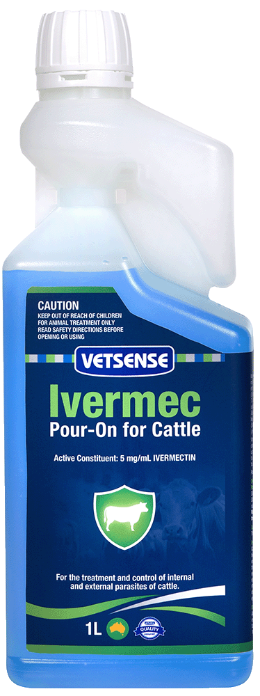 Vetsense Ivermec Pour-On for Cattle 1L pack