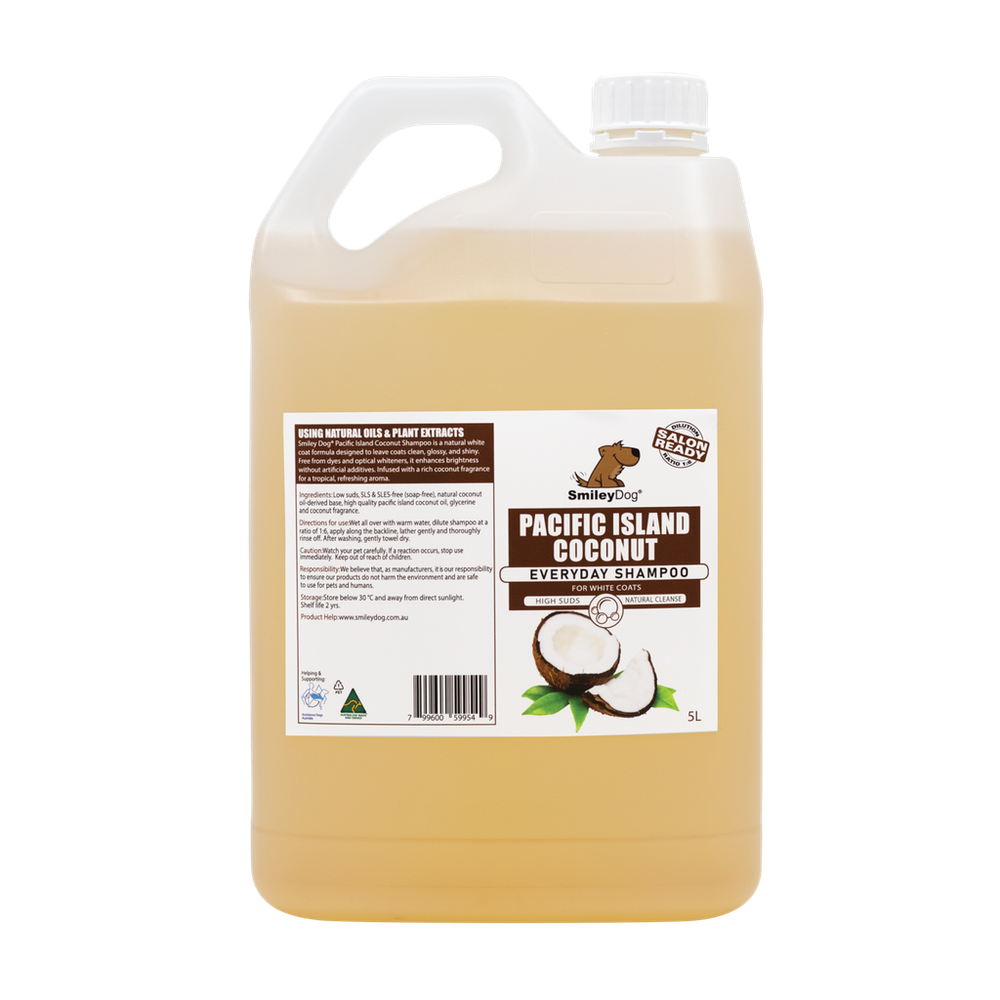 Smiley Dog Pacific Island Coconut Shampoo - 5L | PeekAPaw Pet Supplies