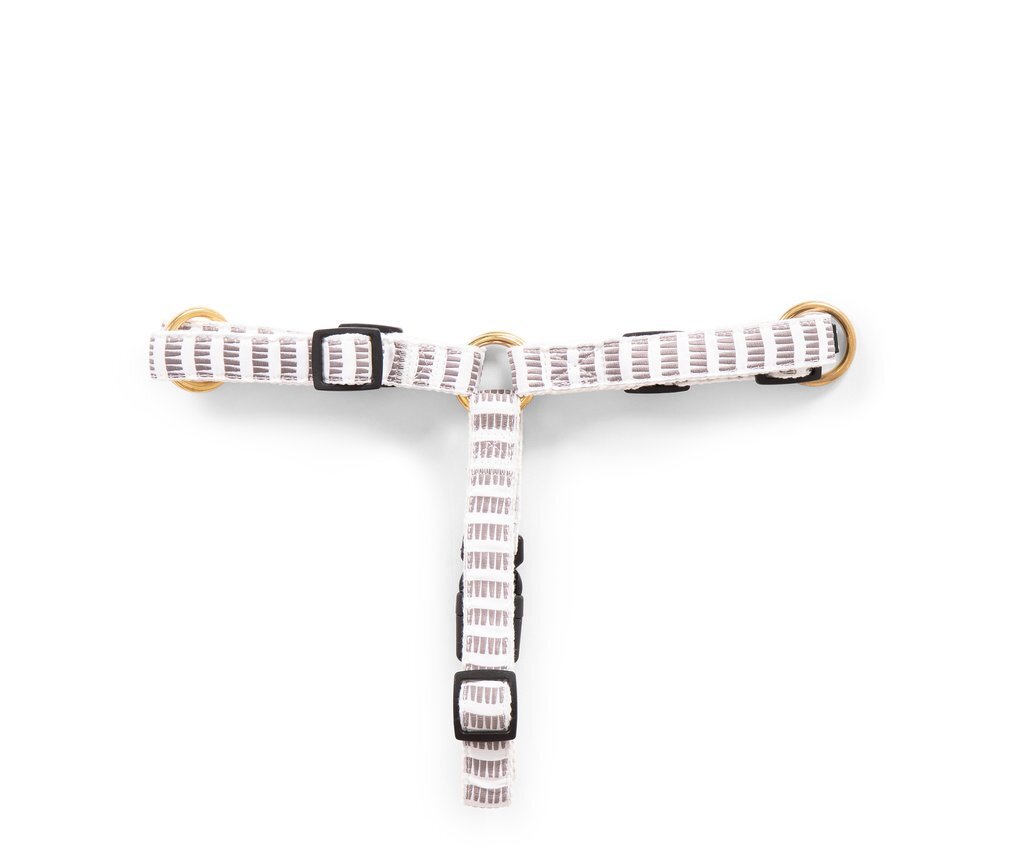 Mog & Bone hemp dog harness in latte and white mosaic print, laid flat
