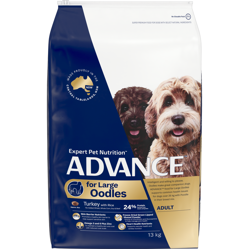 ADVANCE Large Oodles Dry Dog Food Turkey with Rice - 13kg | PeekAPaw Pet Supplies