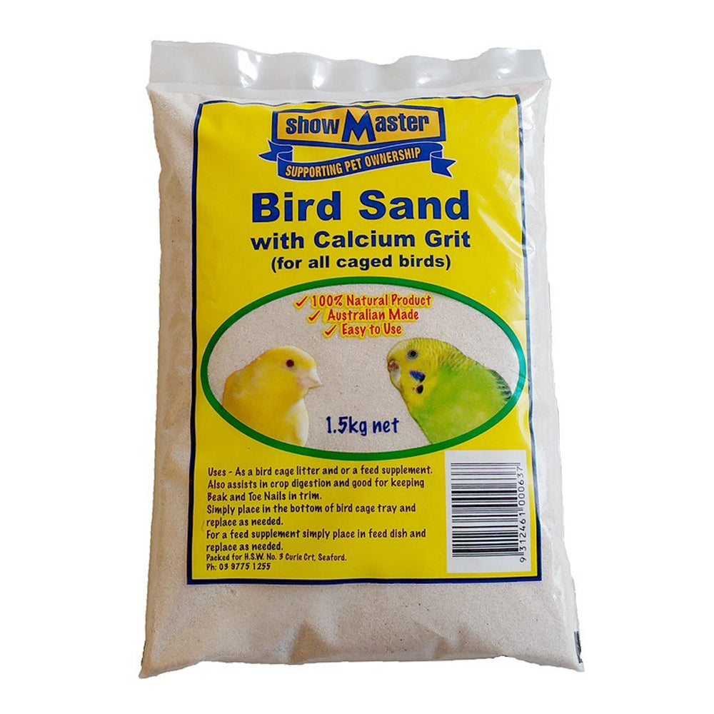 Showmaster Bird Sand 1.5kg bag for cage and aviary floors