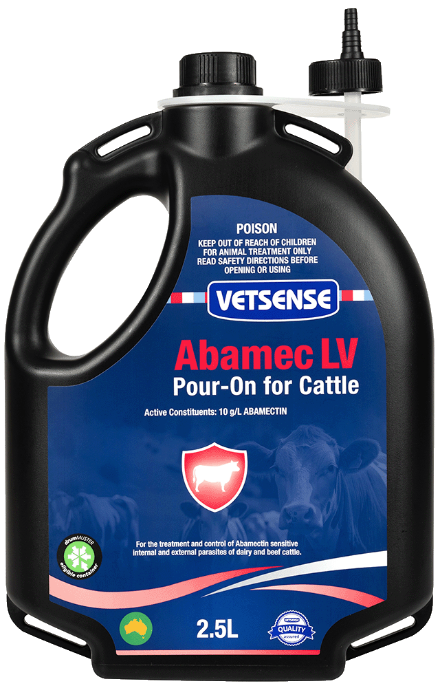 Vetsense Abamec LV Pour-On for Cattle 2.5L pack
