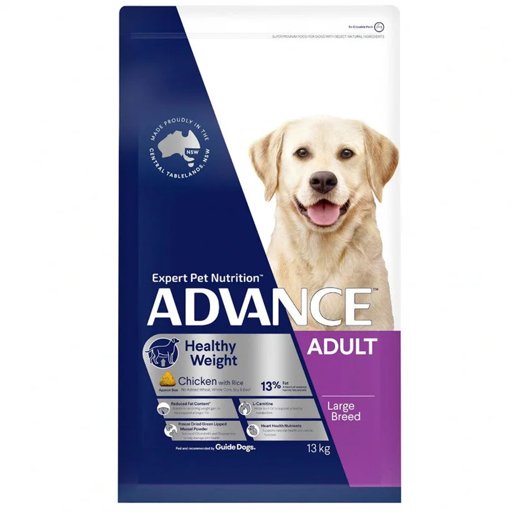 ADVANCE Healthy Weight All Breed Dry Dog Food Chicken with Rice - 13kg | PeekAPaw Pet Supplies