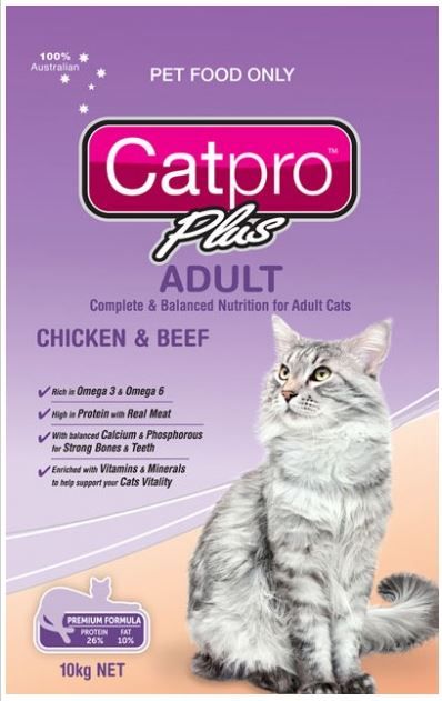 Cat Pro Plus Chicken and Beef dry cat food 10kg bag
