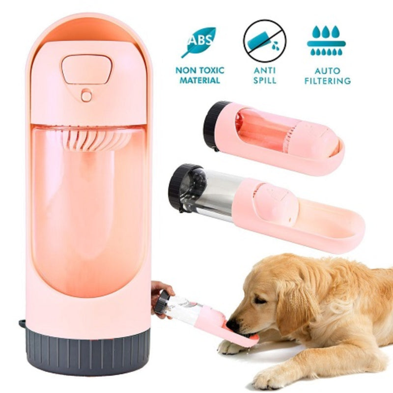 All Fur You Portable Dog Water Bottle 300ml - Pink | PeekAPaw Pet Supplies