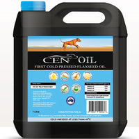 Black 1 litre drum of Cen Oil cold pressed flaxseed oil for dogs