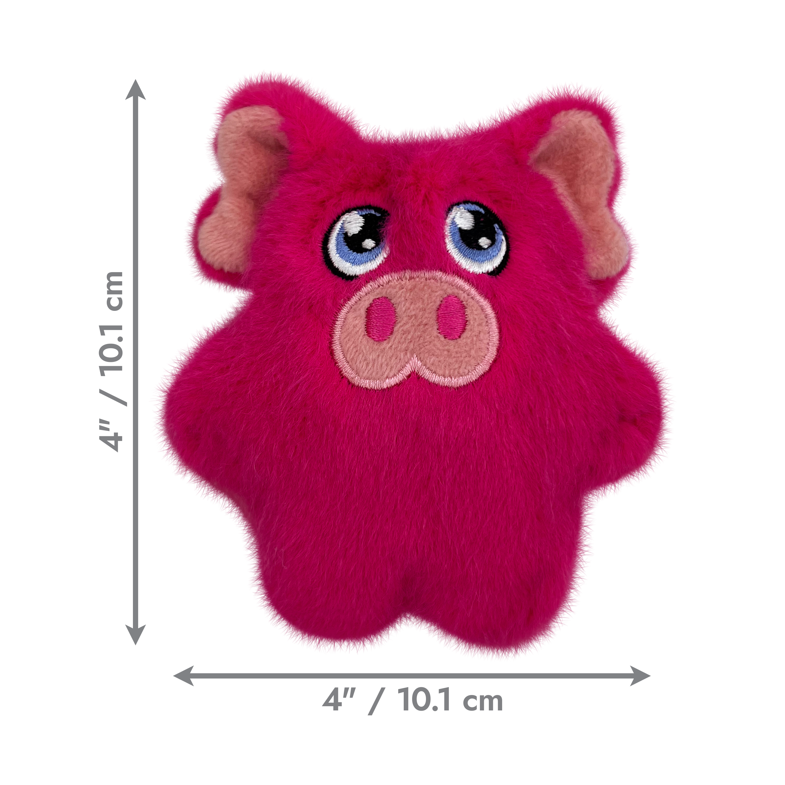 KONG Dog Toys Snuzzles Mini Pig with dimensions marked