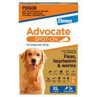 Advocate Spot-On for Dogs over 25kg, 3 x 4.0mL pipettes – front of new pack