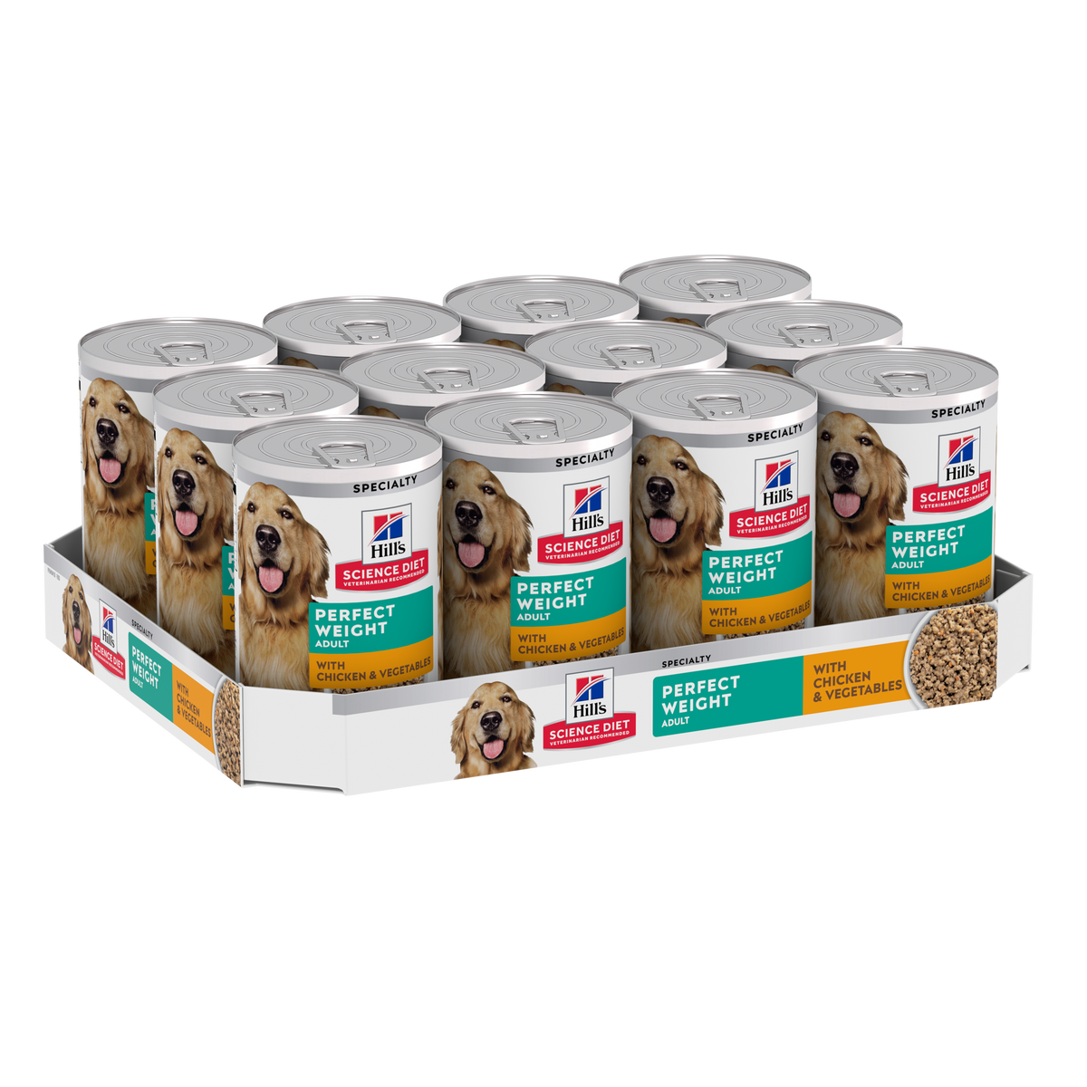 Hill's Science Diet Adult Perfect Weight Chicken & Vegetables canned dog food – tray of 12 cans